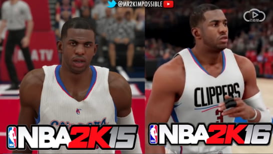 NBA 2K15，NBA 2K16，画质对比