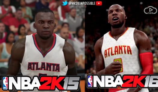 NBA 2K15，NBA 2K16，画质对比