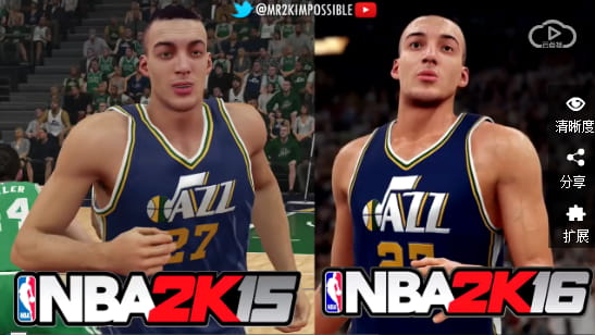 NBA 2K15，NBA 2K16，画质对比